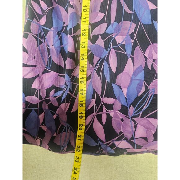 Ann Taylor Womens Dark Floral Fairy Silk Skirt Size 12 Purple Flowy Chiffon - Picture 6 of 9